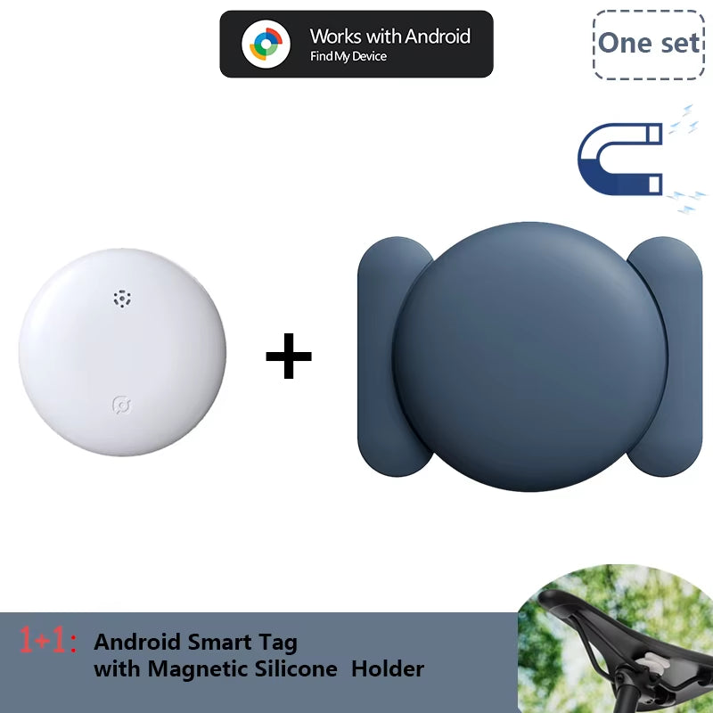 Android Airtag with Magnet Holder Compatible with Google Find My, Waterproof Shockproof Smart Tracker with Protective Cover
