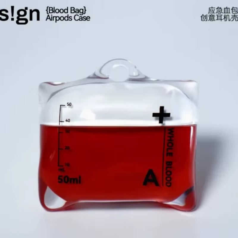 New for Airpods Pro1/2 Drip Blood Bag Earphone Case for Airpods 4 Bluetooth Silicone Transparent Headphone Case Protective Cover
