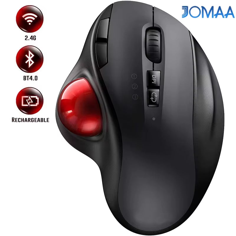 Wireless Trackball Mouse 2.4G,Dual Bluetooth 4.0 Ergonomic Mouse Rechargeable Mouse for Mac Windows Computer Laptop PC