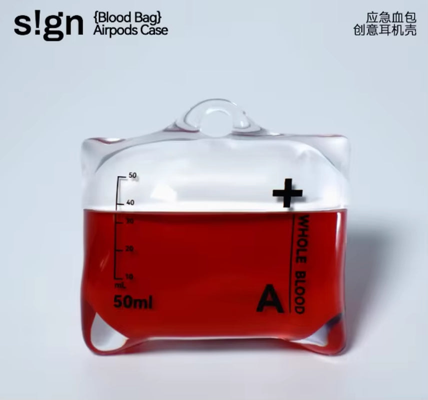 New for Airpods Pro1/2 Drip Blood Bag Earphone Case for Airpods 4 Bluetooth Silicone Transparent Headphone Case Protective Cover